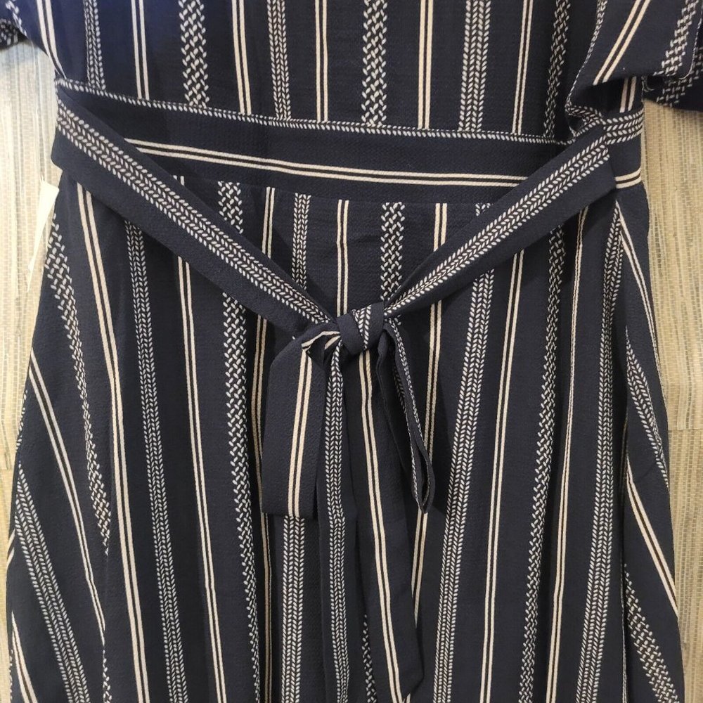 NWT Charlotte Russe V Neck Button Up Back Tie Striped Mini Dress Blue Size Small - Picture 8 of 12